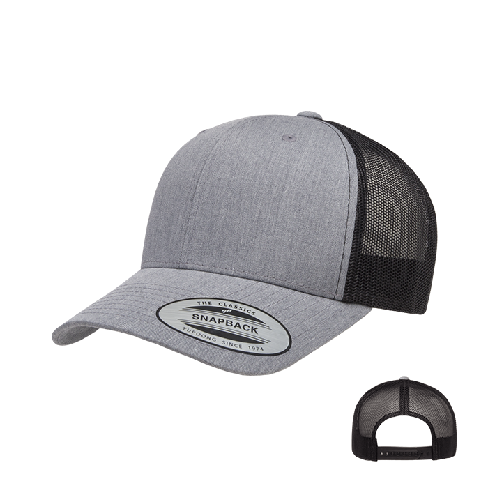 6606T Heather/Black trucker mesh